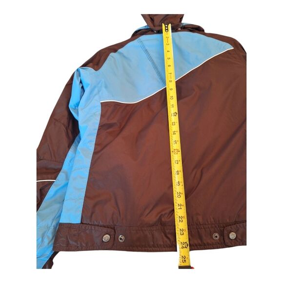 Columbia Women’s Convert Boardwear Snowboard Ski Jacket Brown Blue Snap Hood Med - Picture 16 of 16